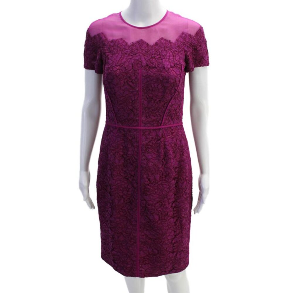 J. Mendel Womens Lace Overlay Detail Sheer Panel Dress Pink Size 6